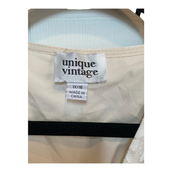 Unique Vintage Cream Pattern Wrap Midi Dress - Picture 8 of 8